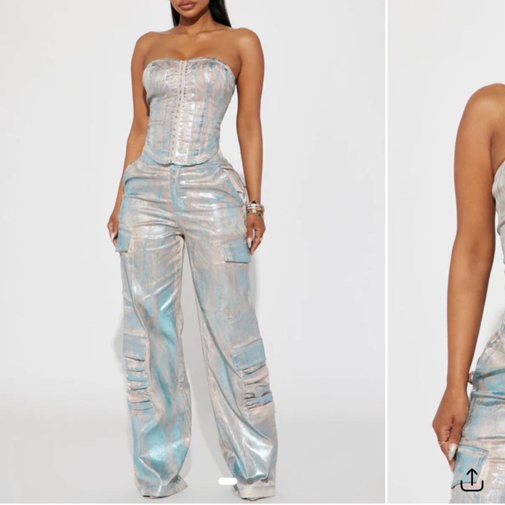 Fashion Nova Iridescent Silver Jumpsuit